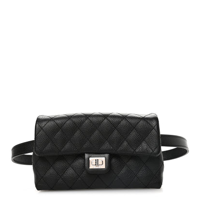 Chanel Grained Calfskin Quilted 2.55 Reissue Flap Belt Bag Clutch Black 1 of 12