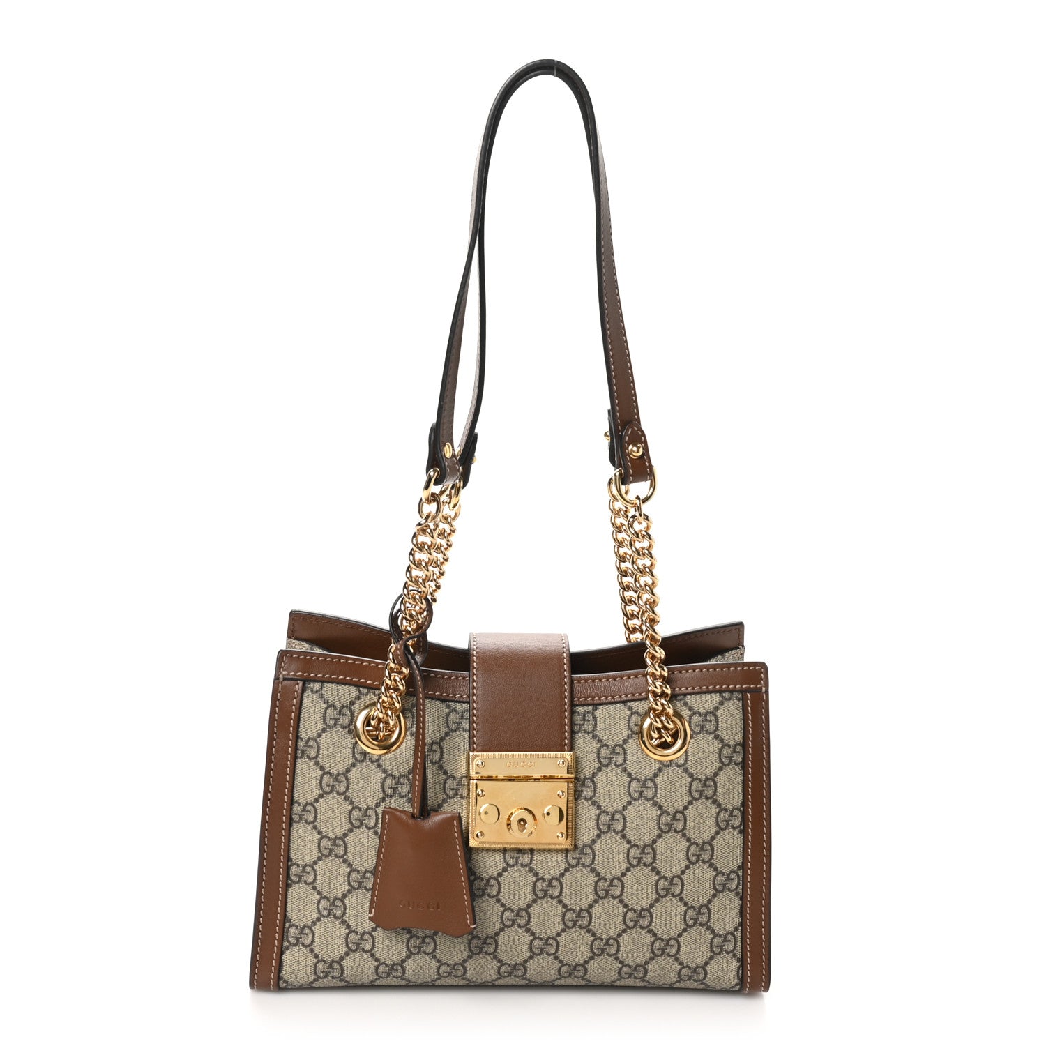 Gucci GG Supreme Monogram Calfskin Small Padlock Tote Beige Ebony Tuscany 1 of 10