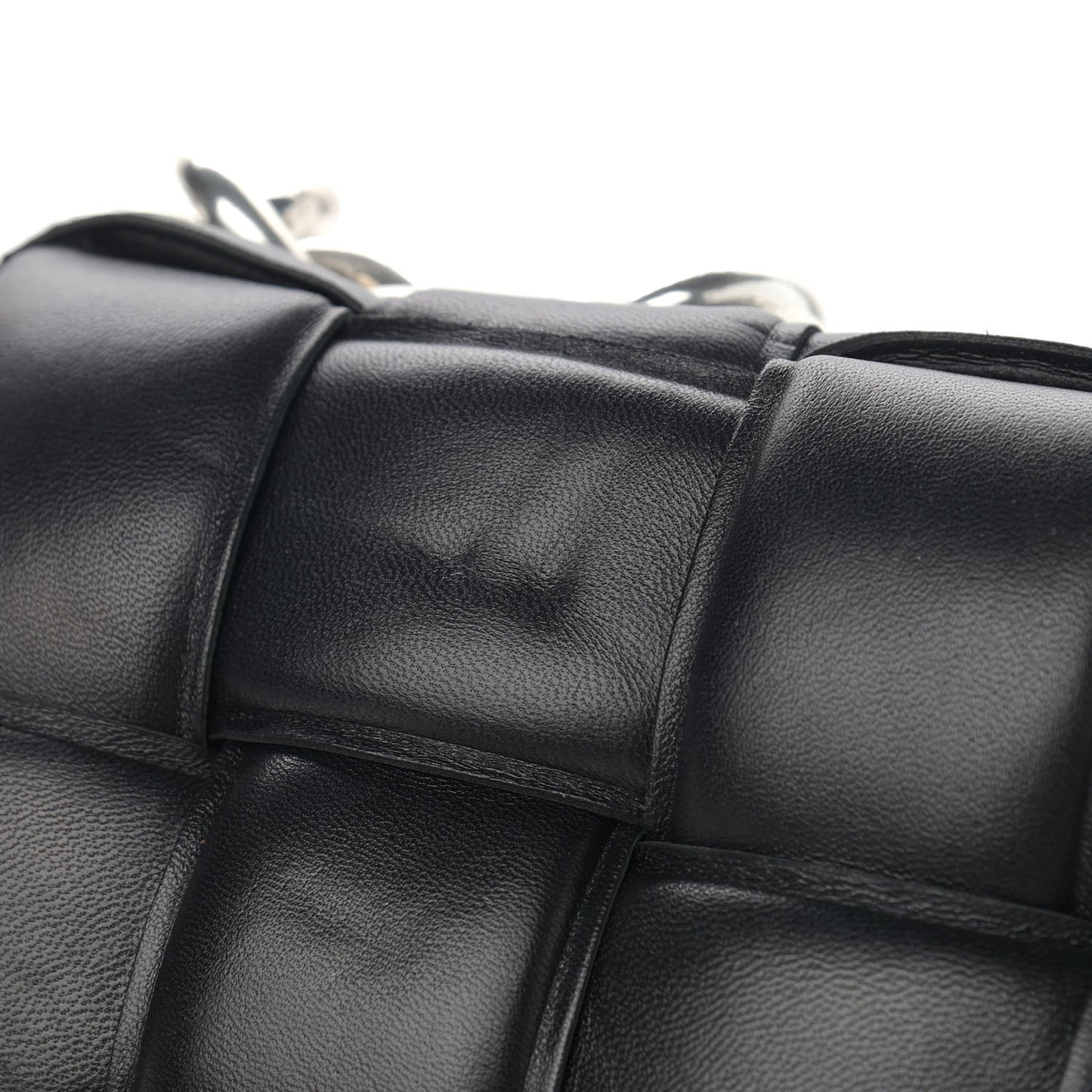 Lambskin Maxi Intreccio Padded Chain Cassette Crossbody Bag Black