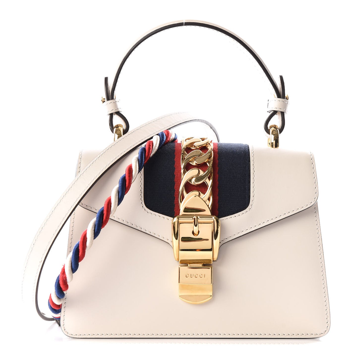 Calfskin Mini Sylvie Top Handle Bag White