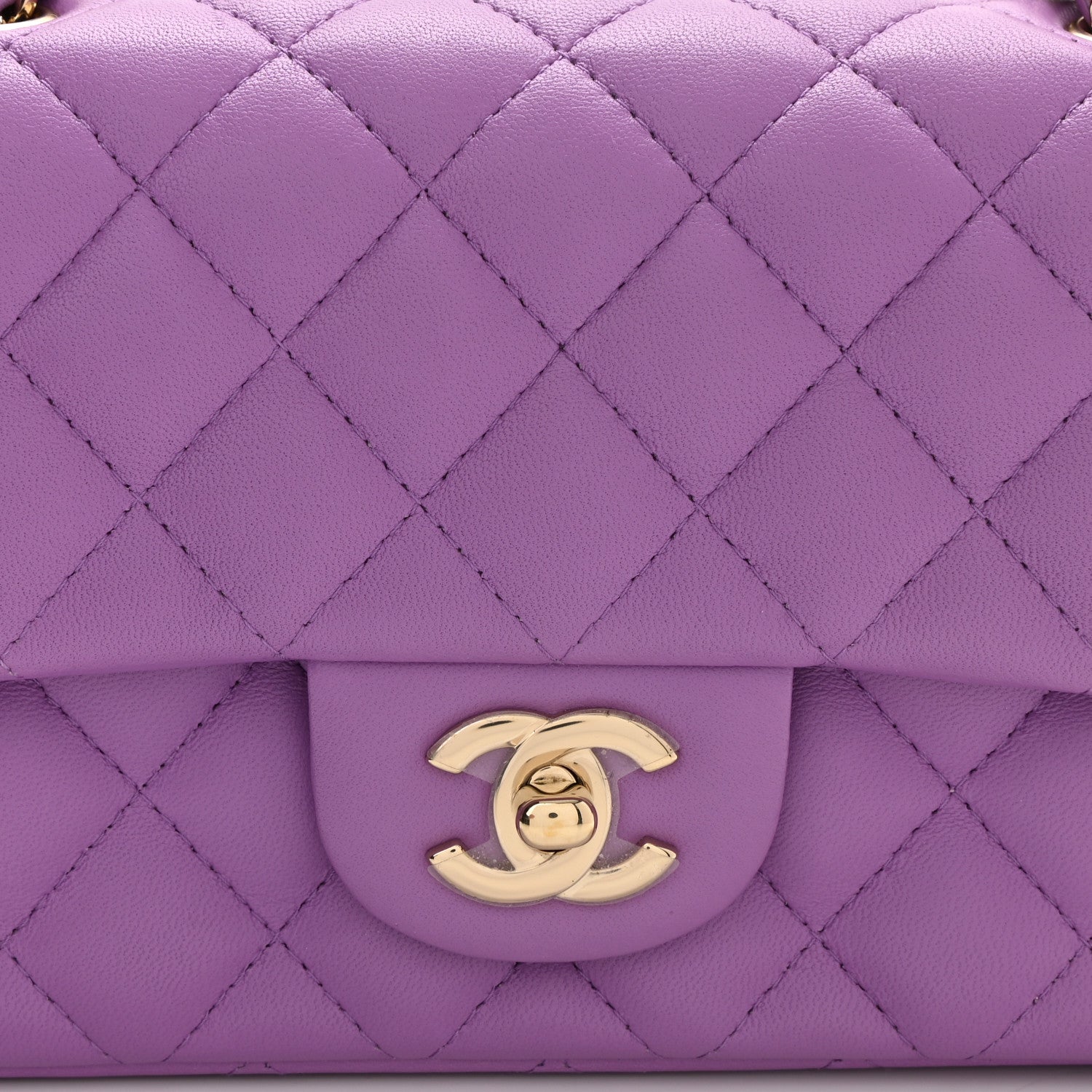 Chanel Lambskin Quilted Mini Rectangular Flap Purple 8 of 11