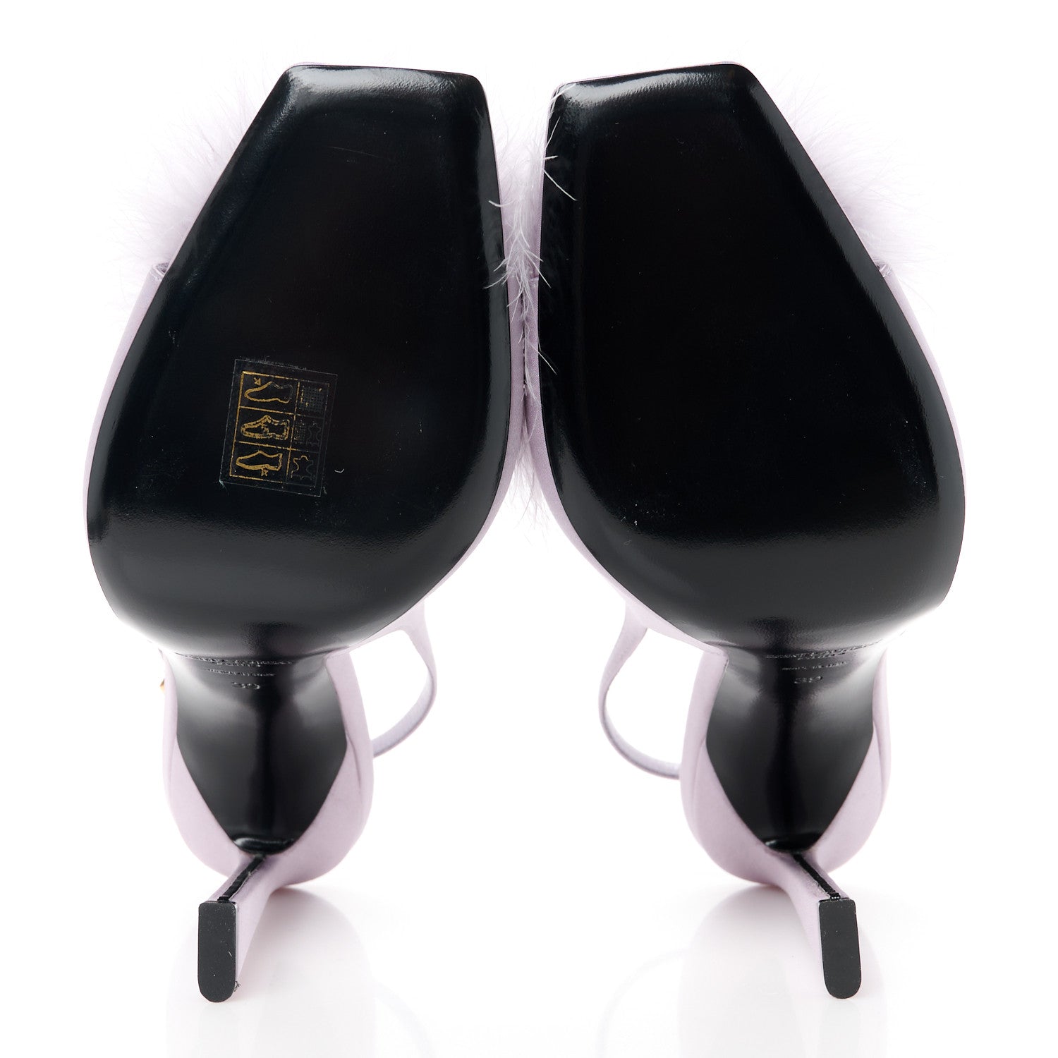 Saint Laurent Crepe Satin Mae Feathered Sandals Slight 39 Poly Grey 5 of 9