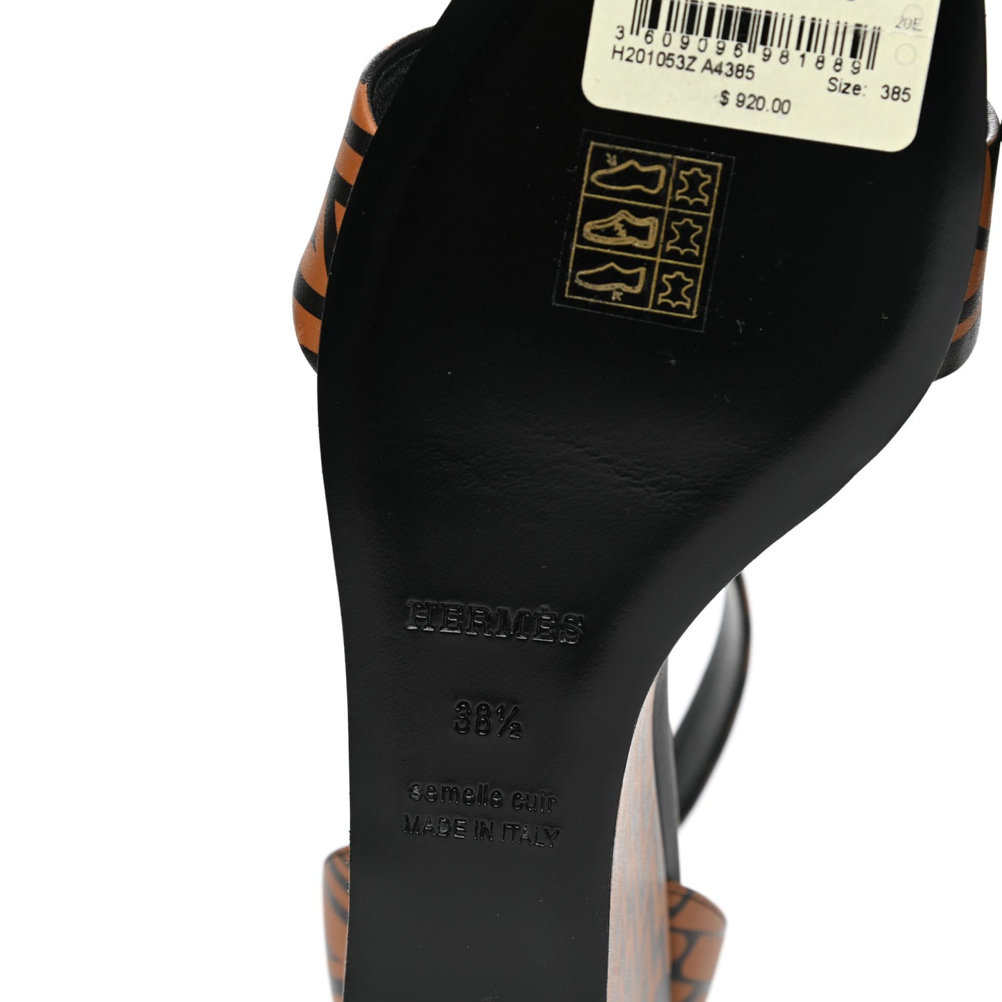 Calfskin Printed Acapulco Wedge Sandals 38.5 Black Naturel