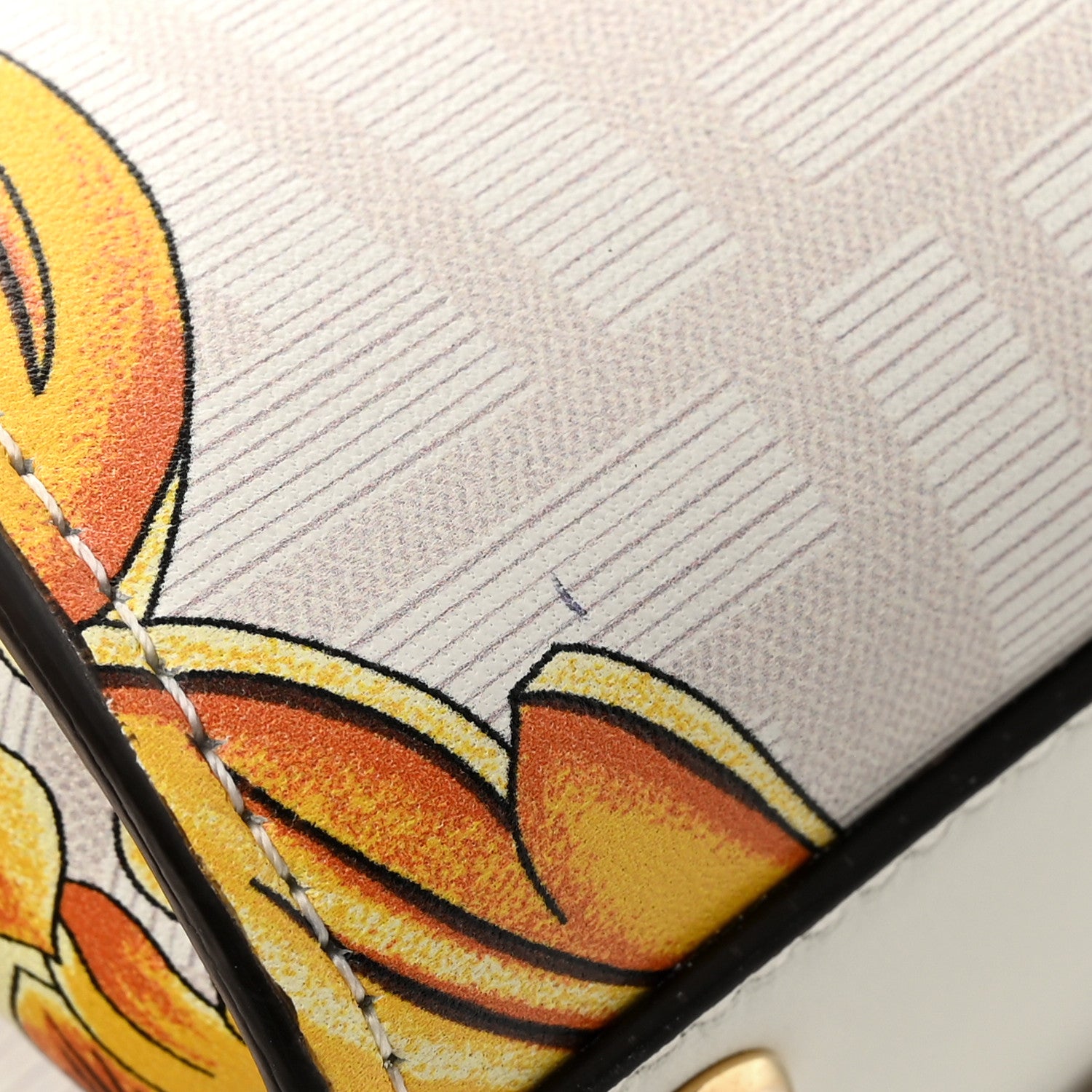 Fendi X VERSACE Vitello Seta Nappa Fendace FF Baroque Mini Peekaboo Iconic Satchel White Ice Gold 11 of 11