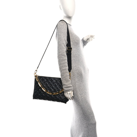 Lambskin Embossed Monogram Coussin MM Black
