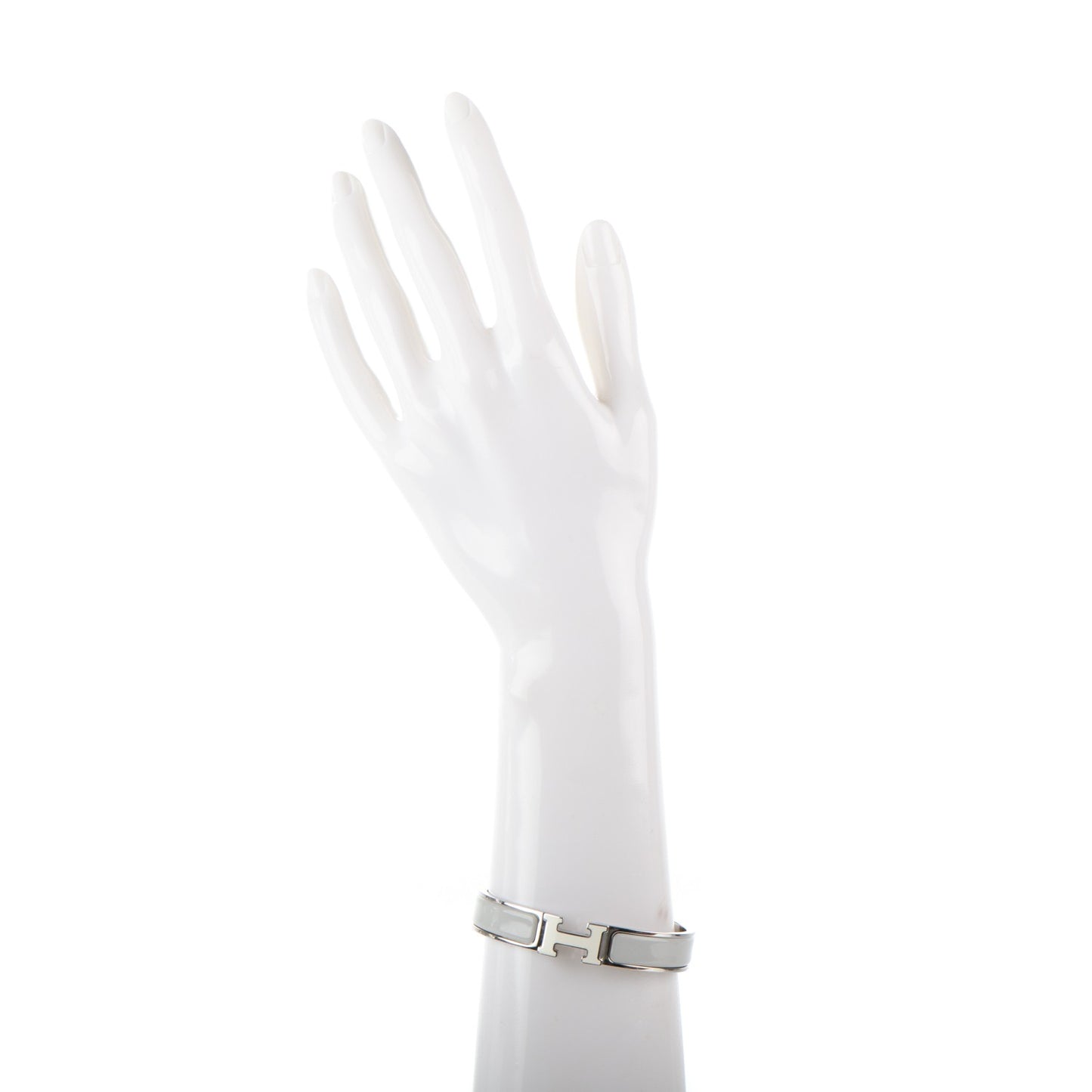 Enamel Narrow Clic Clac H Bracelet PM Blanc Gris Claire
