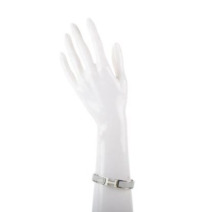 Hermes Enamel Narrow Clic Clac H Bracelet PM Blanc Gris Claire 2 of 4