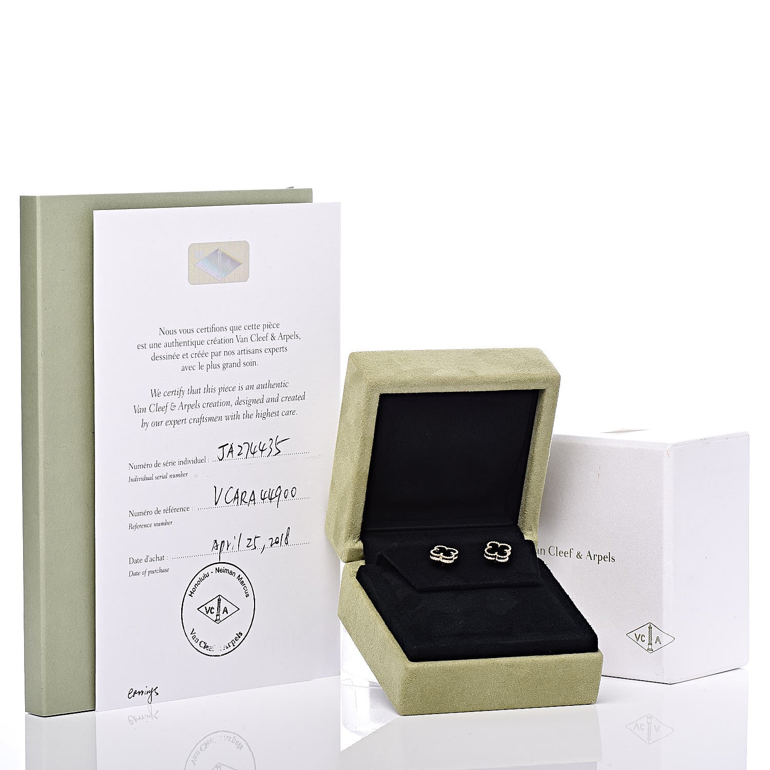 Van Cleef & Arpels 18K Yellow Gold Black Onyx Sweet Alhambra Earrings 5 of 5