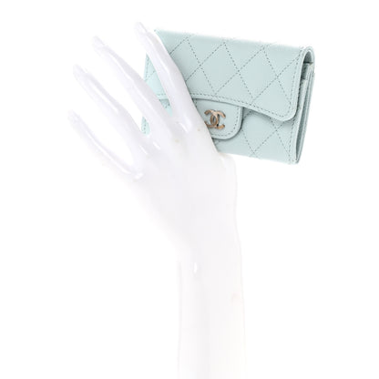 Chanel Caviar Quilted Flap Card Holder Wallet Light Blue 2 of 7