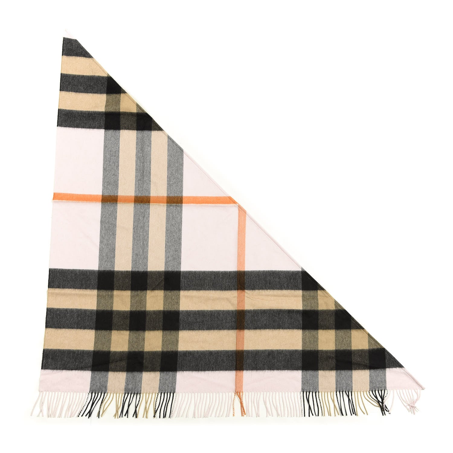 Burberry Cashmere Check Bandana Scarf Camel Ash Rose 1 of 2