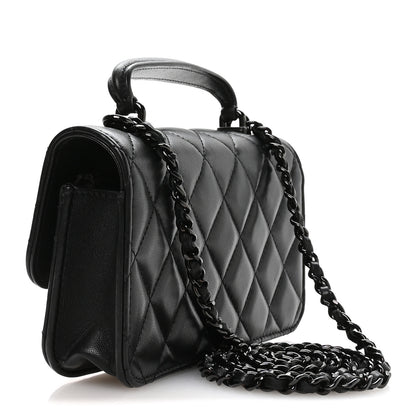 Chanel Lambskin Quilted Flap Phone Holder With Chain So Black 2 of 11