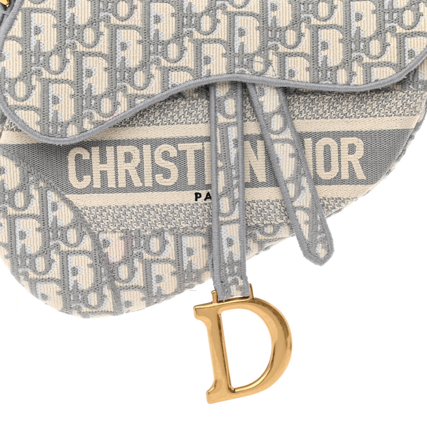Oblique Embroidered Saddle Bag Gray