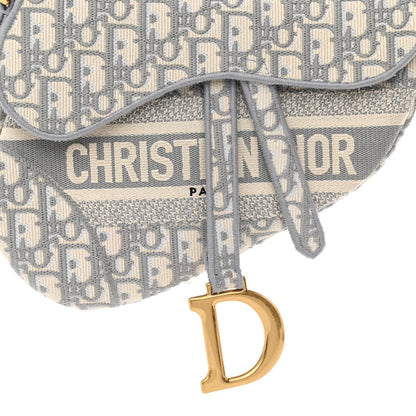 Christian Dior Oblique Embroidered Saddle Bag Gray 8 of 12