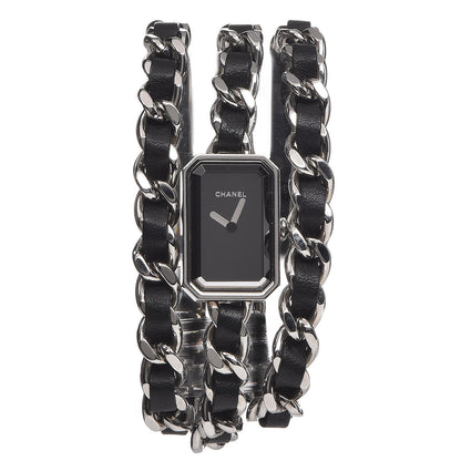 Chanel Stainless Steel Lambskin 16mm Premiere Rock Triple Row Quartz Watch Black 1 of 6