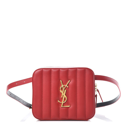 Saint Laurent Lambskin Matelasse Vicky Monogram Belt Bag Eros Red 1 of 8
