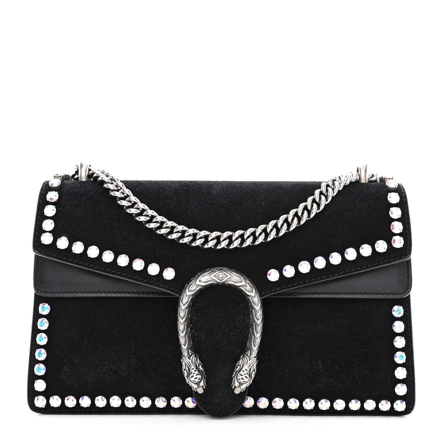 Gucci Suede Crystal Small Dionysus Shoulder Bag Black 1 of 10