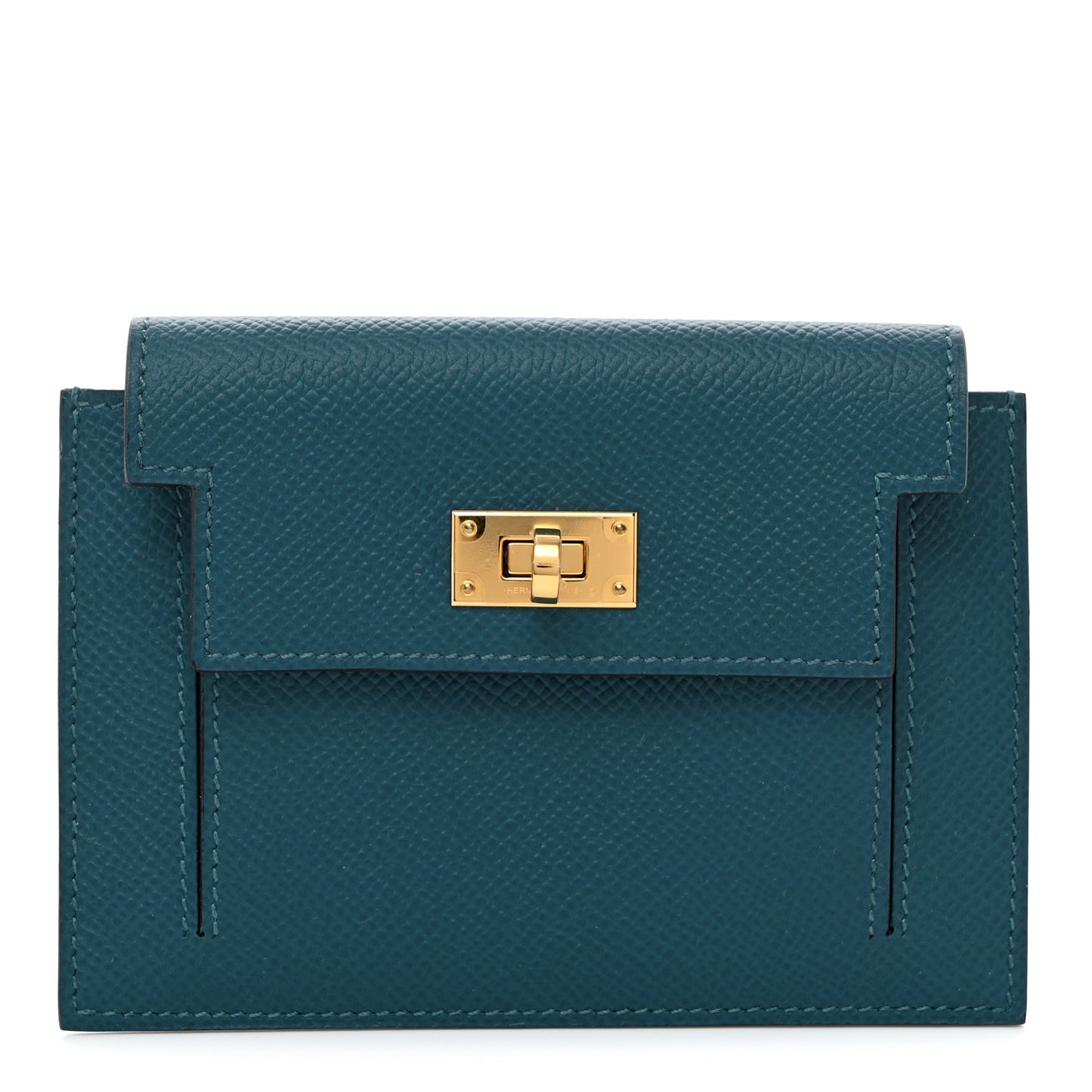 Epsom Kelly Pocket Compact Wallet Vert Bosphore
