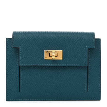 Hermes Epsom Kelly Pocket Compact Wallet Vert Bosphore 1 of 8