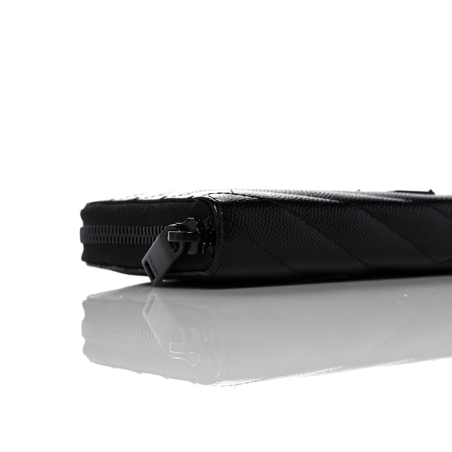 Grain De Poudre Matelasse Chevron Monogram Monochrome Zip Around Wallet Black