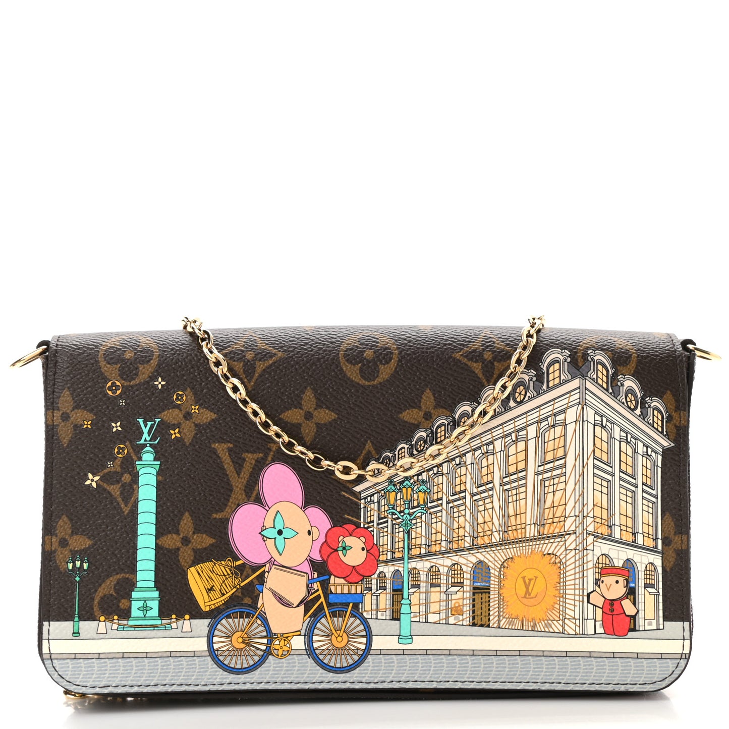 Monogram 2022 Christmas Animation Paris Pochette Felicie Chain Wallet Pink