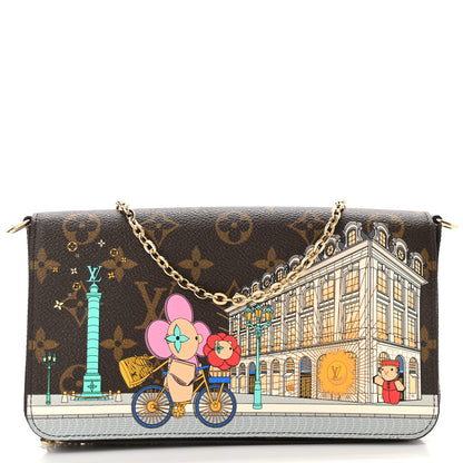 Louis Vuitton Monogram 2022 Christmas Animation Paris Pochette Felicie Chain Wallet Pink 1 of 11