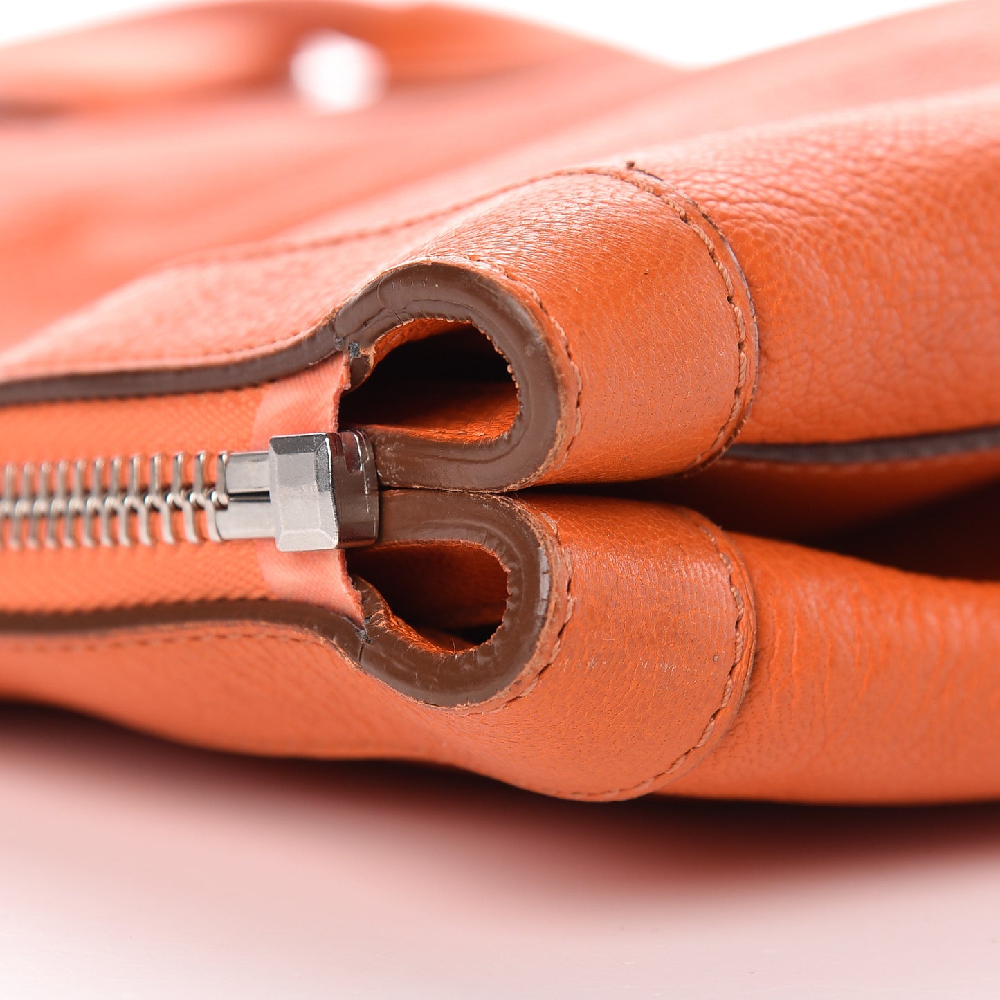 Grained Goatskin Antigona Zippered Tote Orange