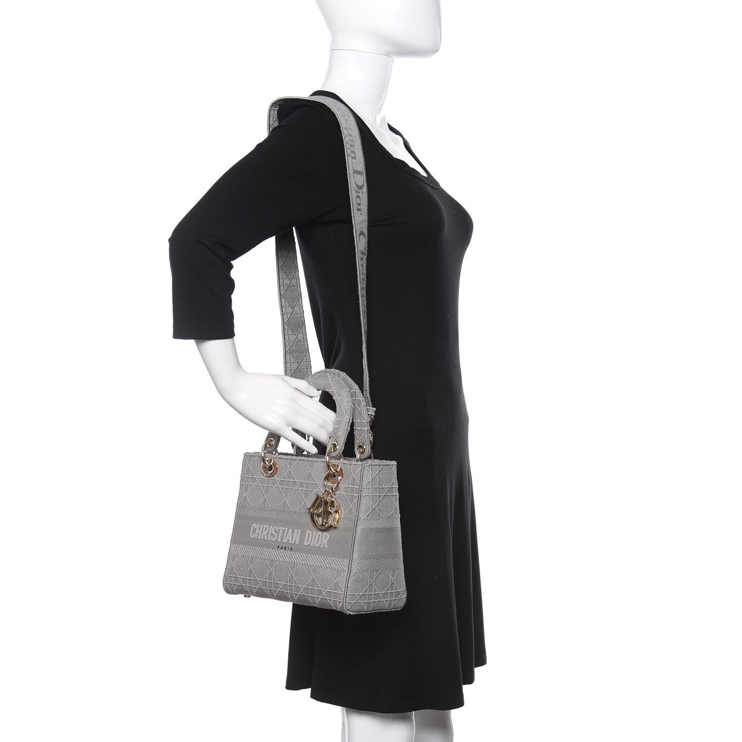Canvas Embroidered Cannage Medium Lady D-Lite Gray