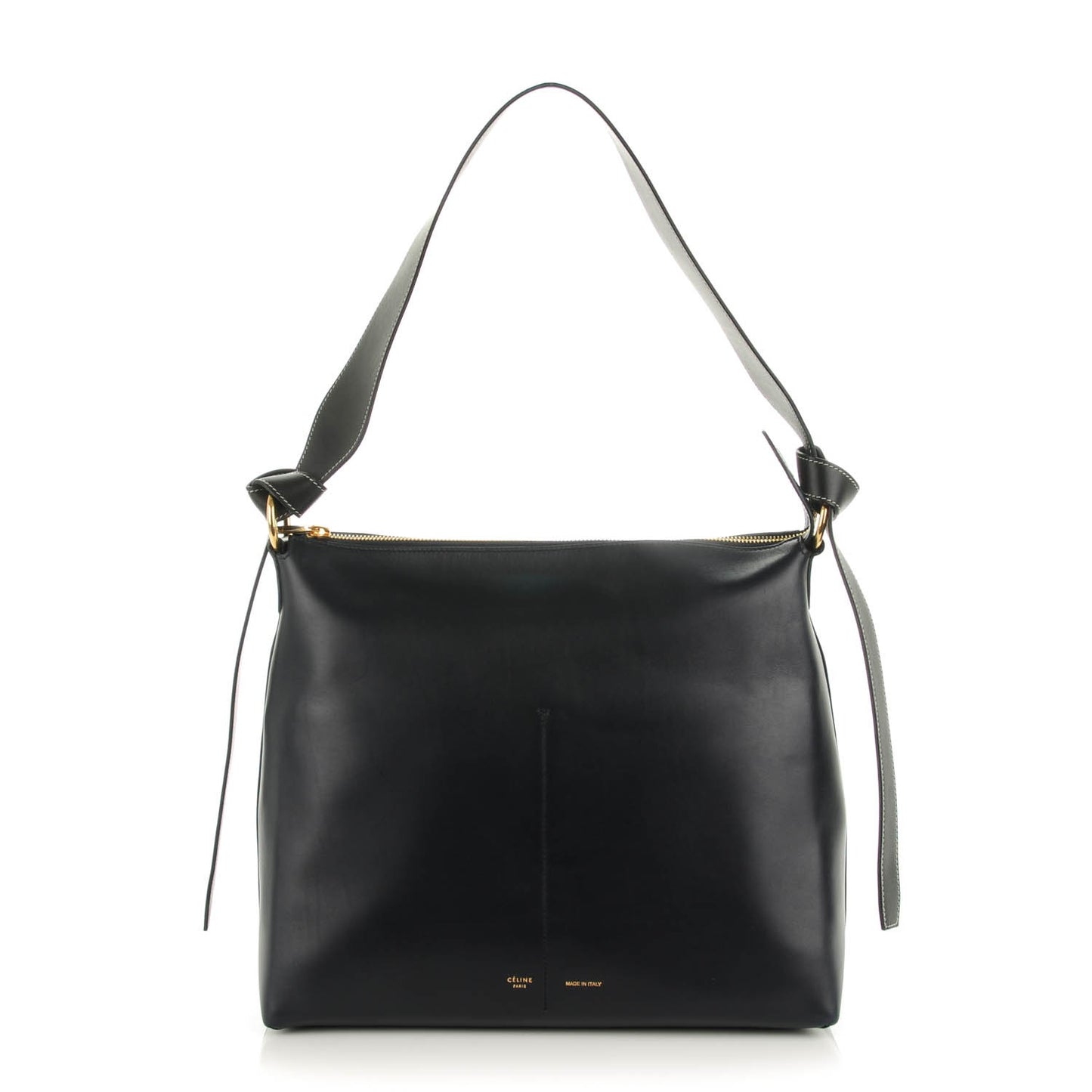 Shiny Smooth Calfskin Zipped Twisted Cabas Navy Dark Green