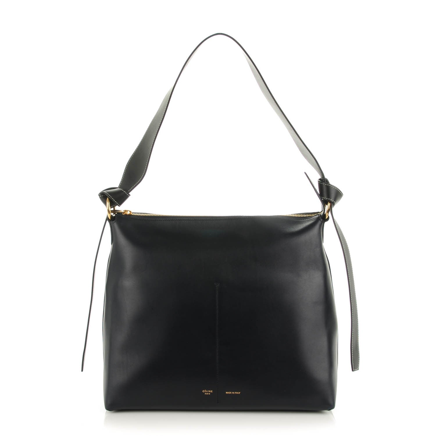 Celine Shiny Smooth Calfskin Zipped Twisted Cabas Navy Dark Green 1 of 7