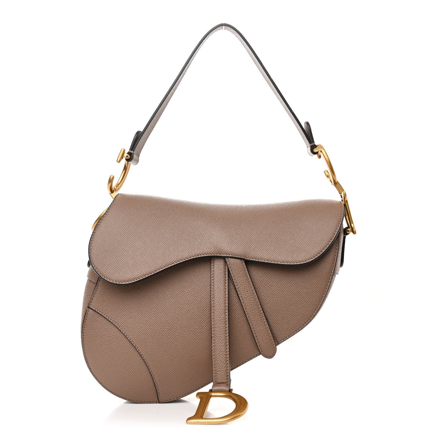 Christian Dior Grained Calfskin Saddle Bag Warm Taupe 1 of 10