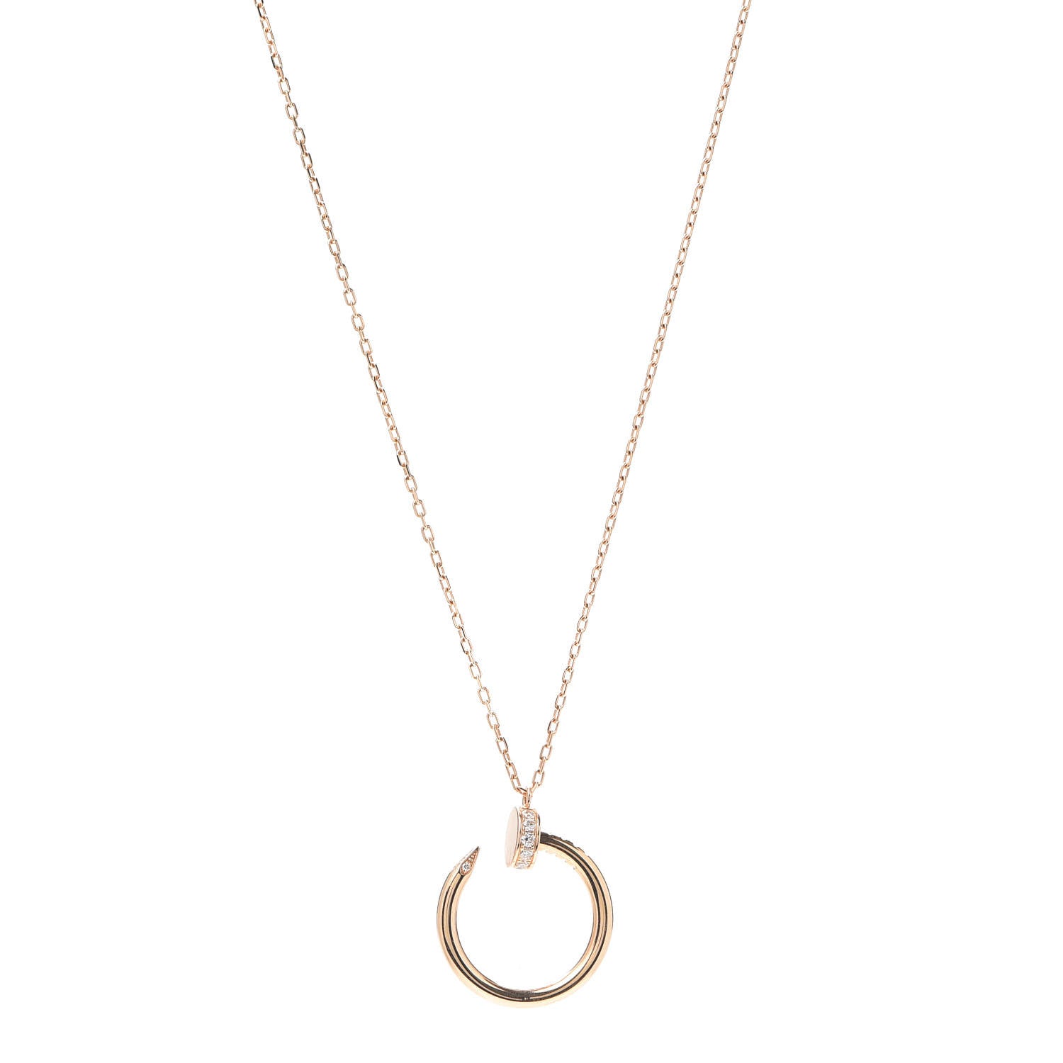 Cartier 18K Pink Gold Diamond Juste Un Clou Pendant Necklace 1 of 6