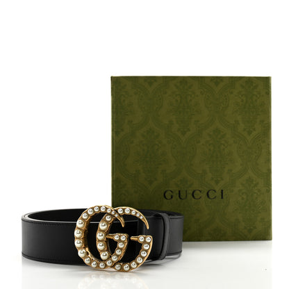 Gucci Moon Calfskin Pearl Double G 40mm Belt 90 36 Black Cream 8 of 8