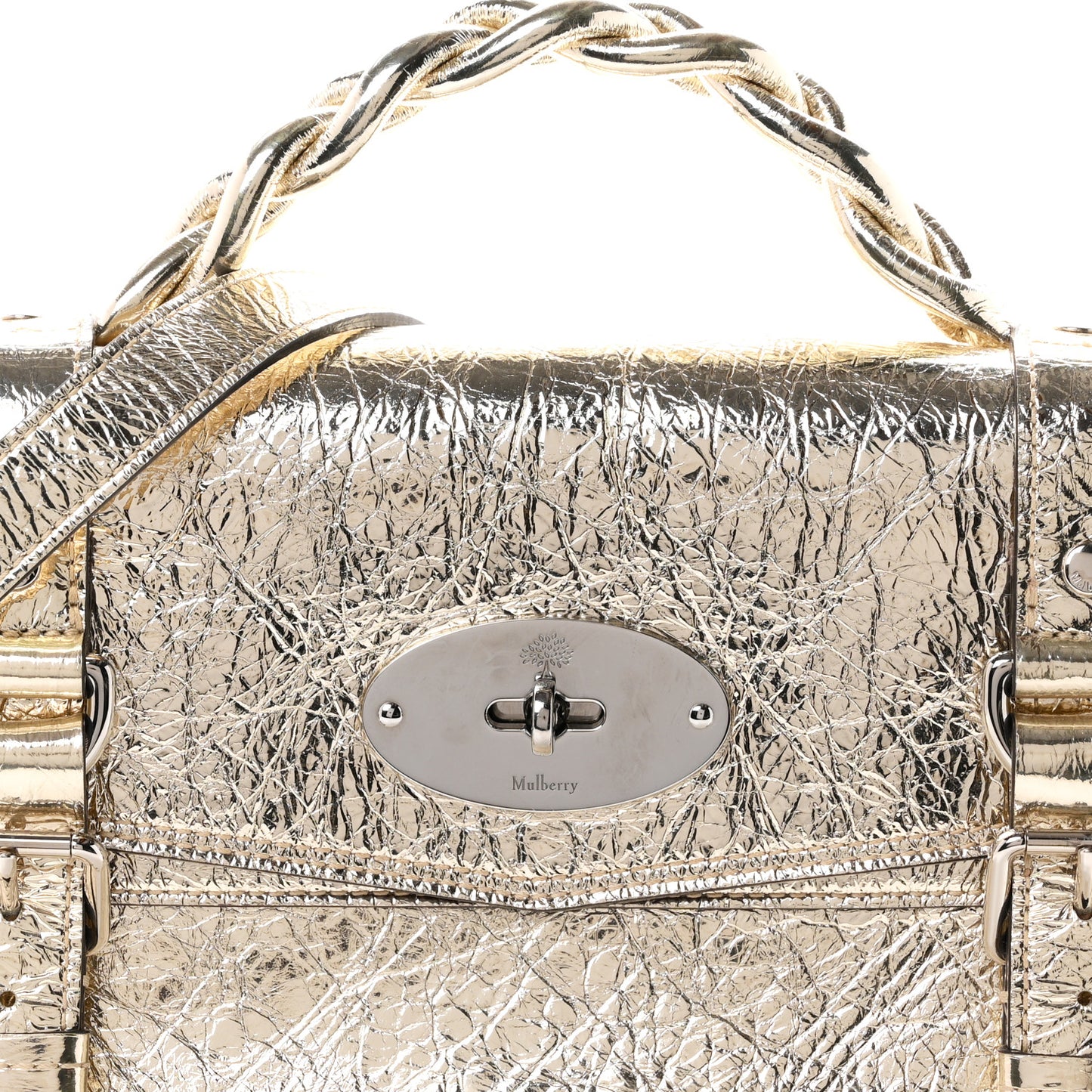 Metallic Crinkled Calfskin Medium Alexa Gold