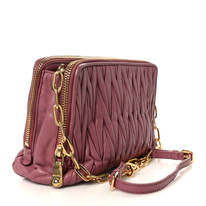 Miu Miu Vitello Lux Matelasse Double Zip Shoulder Bag Rosa 3 of 13