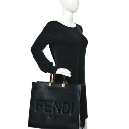 Fendi Vitello King Plexiglass Large Fendi Sunshine Shopper Tote Black 2 of 8