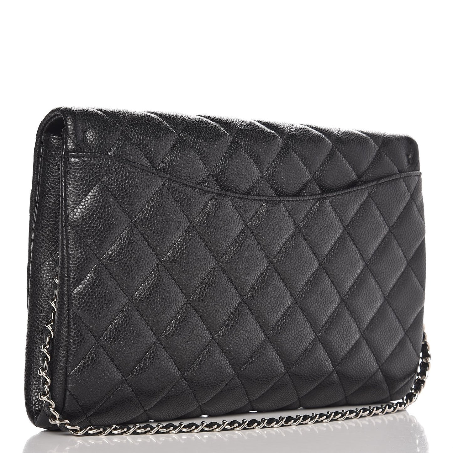 Caviar Quilted Clutch With Chain Flap Black