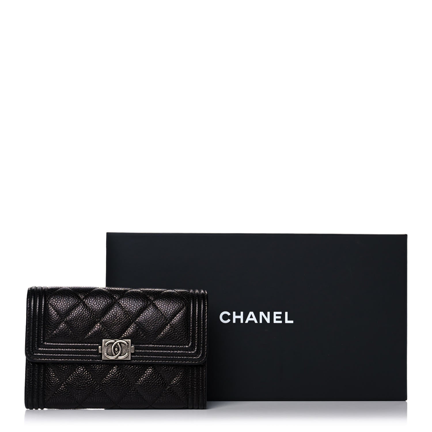 Chanel Caviar Quilted Medium Boy Flap Wallet Black 13 of 13