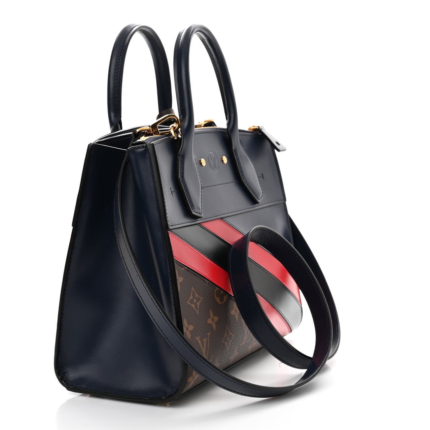Louis Vuitton Calfskin Monogram Striped City Steamer PM Blue 3 of 14