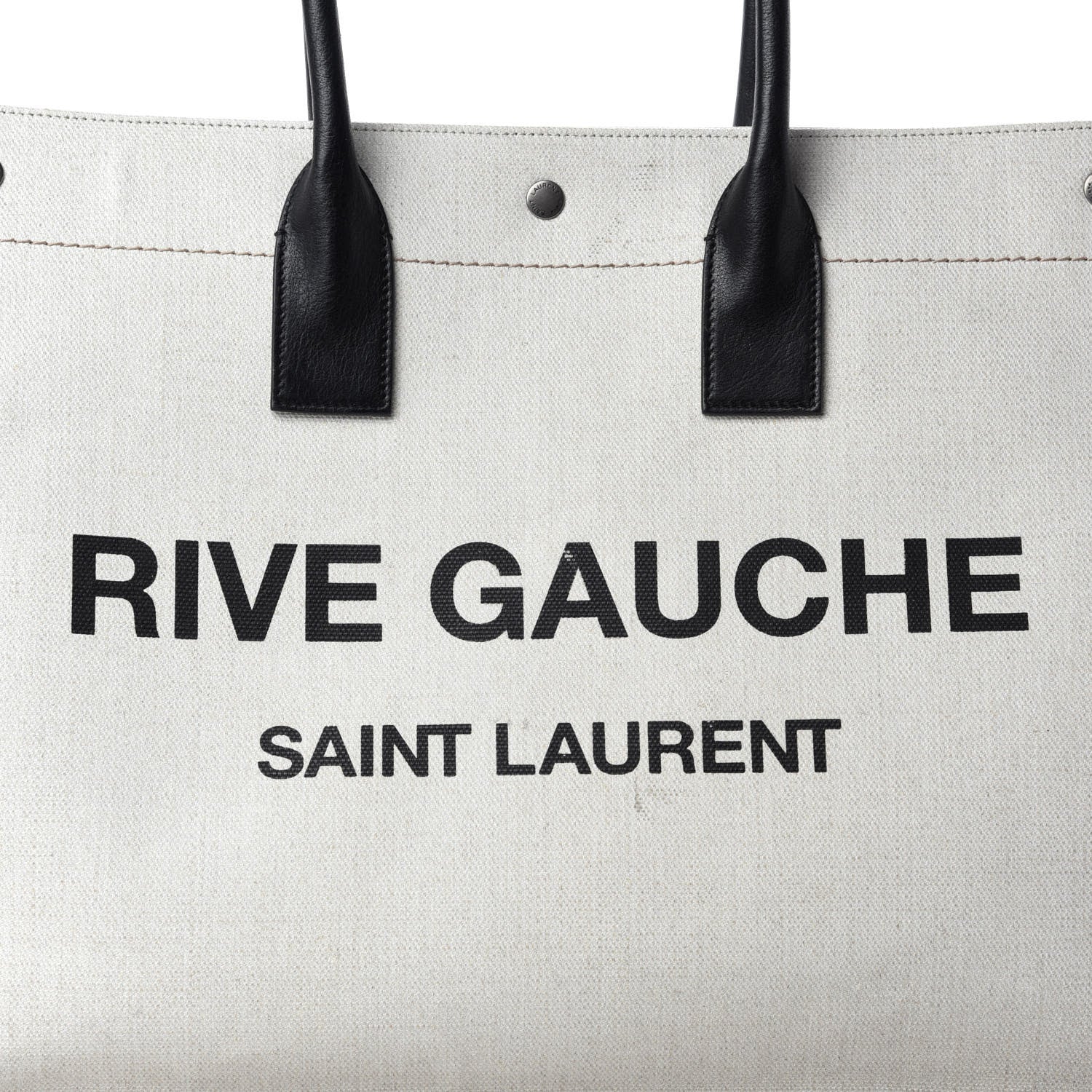 Saint Laurent Linen Calfskin Rive Gauche Tote Optic White 12 of 12