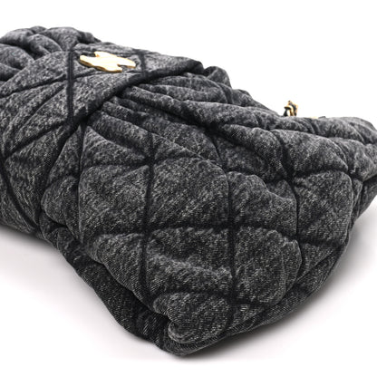 Chanel Washed Denim Quilted Maxi Bow Bag Black 10 of 10