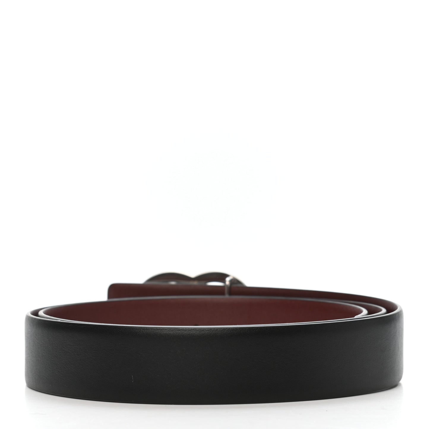 Calfskin CC Reversible Belt 95 Black Burgundy