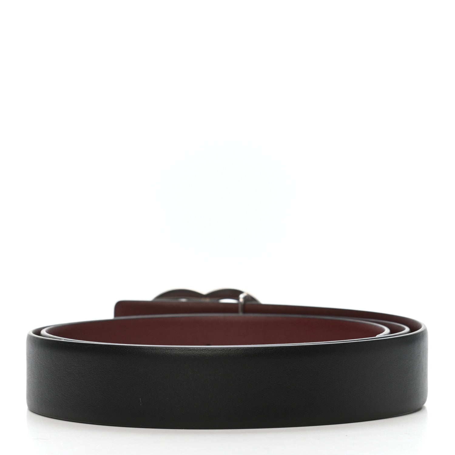 Chanel Calfskin CC Reversible Belt 95 Black Burgundy 2 of 6