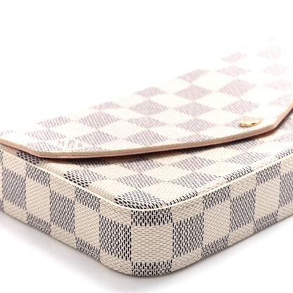 Louis Vuitton Damier Azur Pochette Felicie Chain Wallet Rose Ballerine 13 of 14