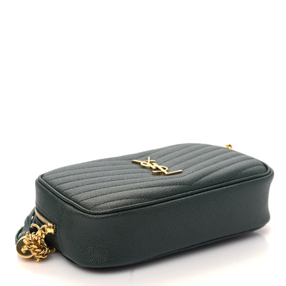 Saint Laurent Grain De Poudre Matelasse Monogram Mini Lou Camera Bag New Vert Fonce 4 of 10