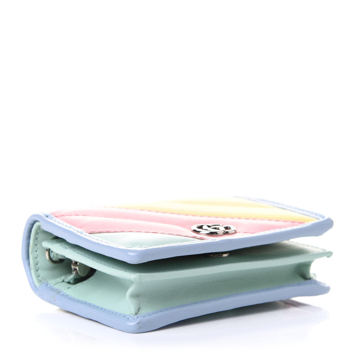 Calfskin Matelasse Diagonal GG Marmont Mini Wallet On Chain Multicolor Pastel