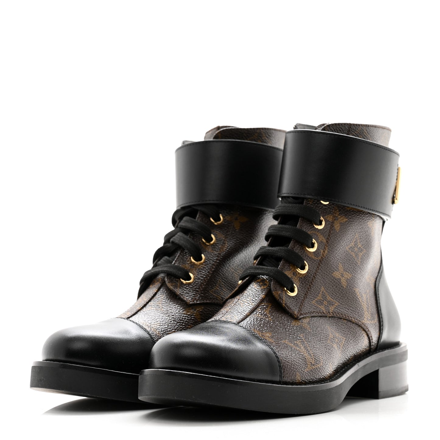 Calfskin Monogram Wonderland Flat Ranger Boots 38 Black
