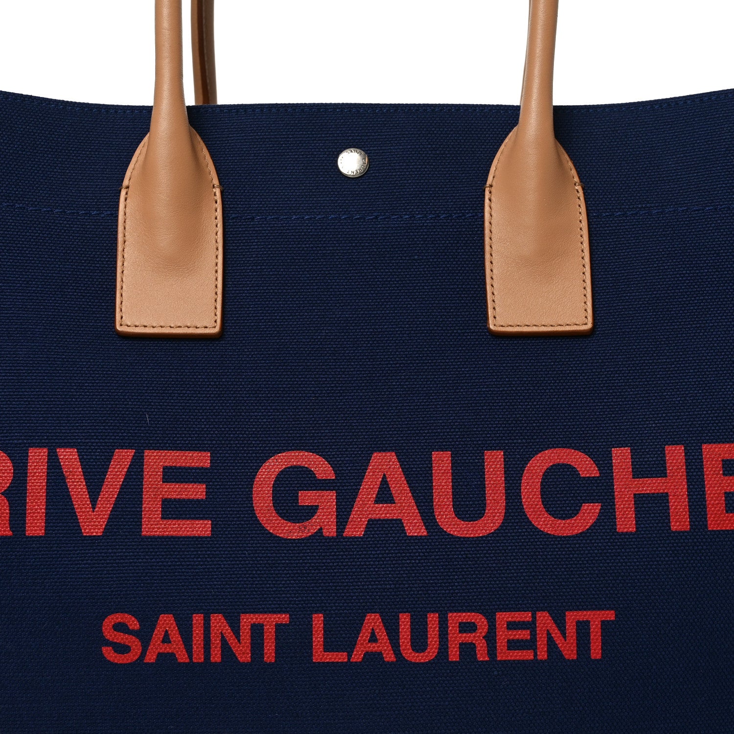 Saint Laurent Linen Calfskin Rive Gauche Tote Blue Rouge Eros 8 of 10