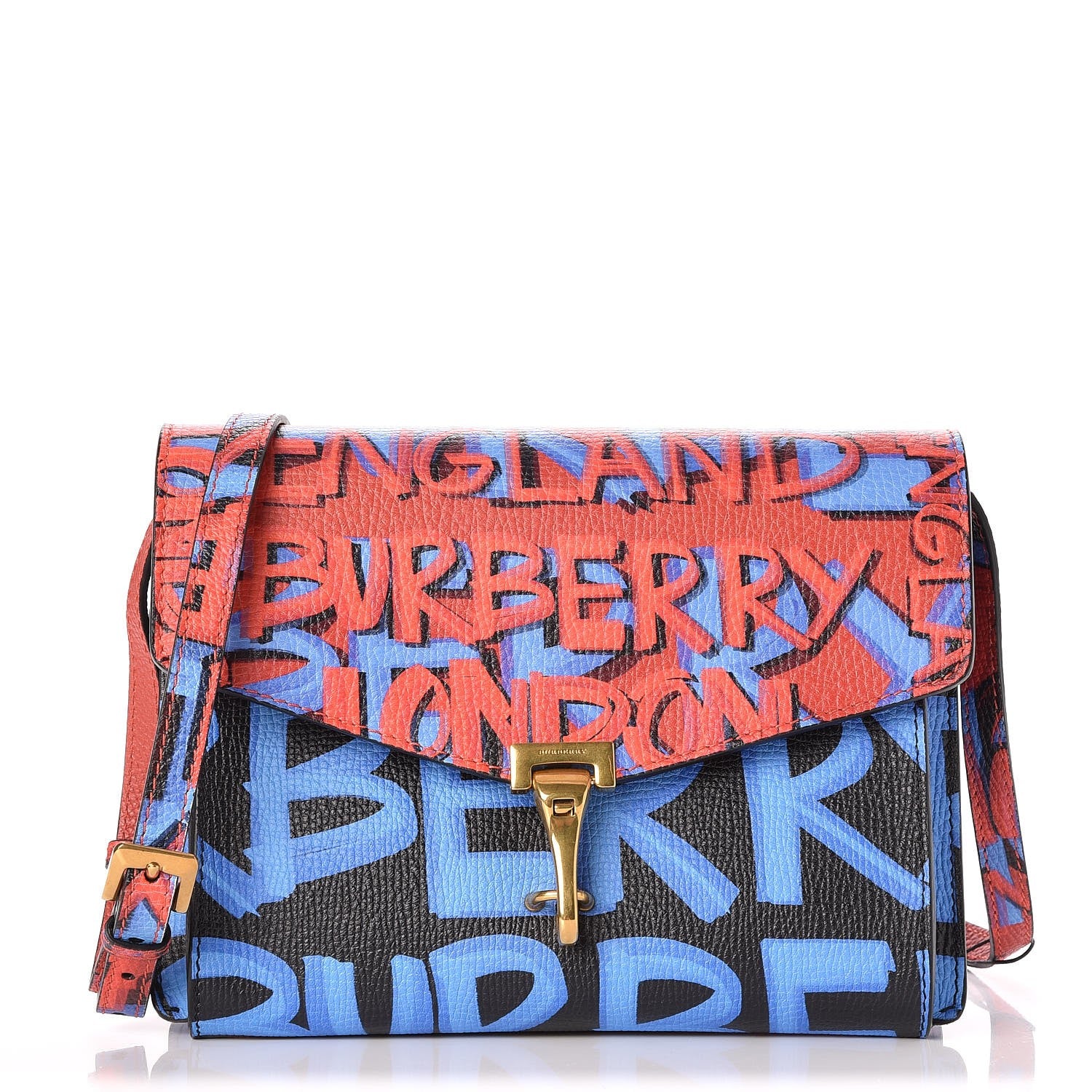 Burberry Calfskin Graffiti Print Small Macken Crossbody Bag Black 1 of 8