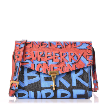 Burberry Calfskin Graffiti Print Small Macken Crossbody Bag Black 1 of 8