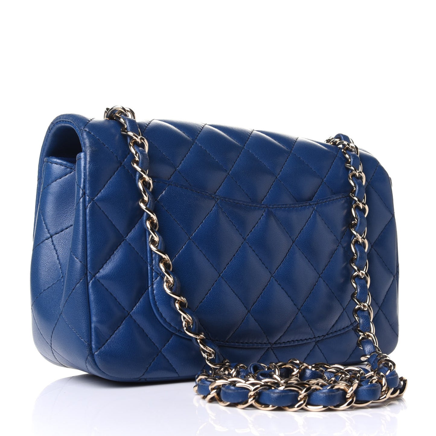 Lambskin Quilted Mini Rectangular Flap Blue